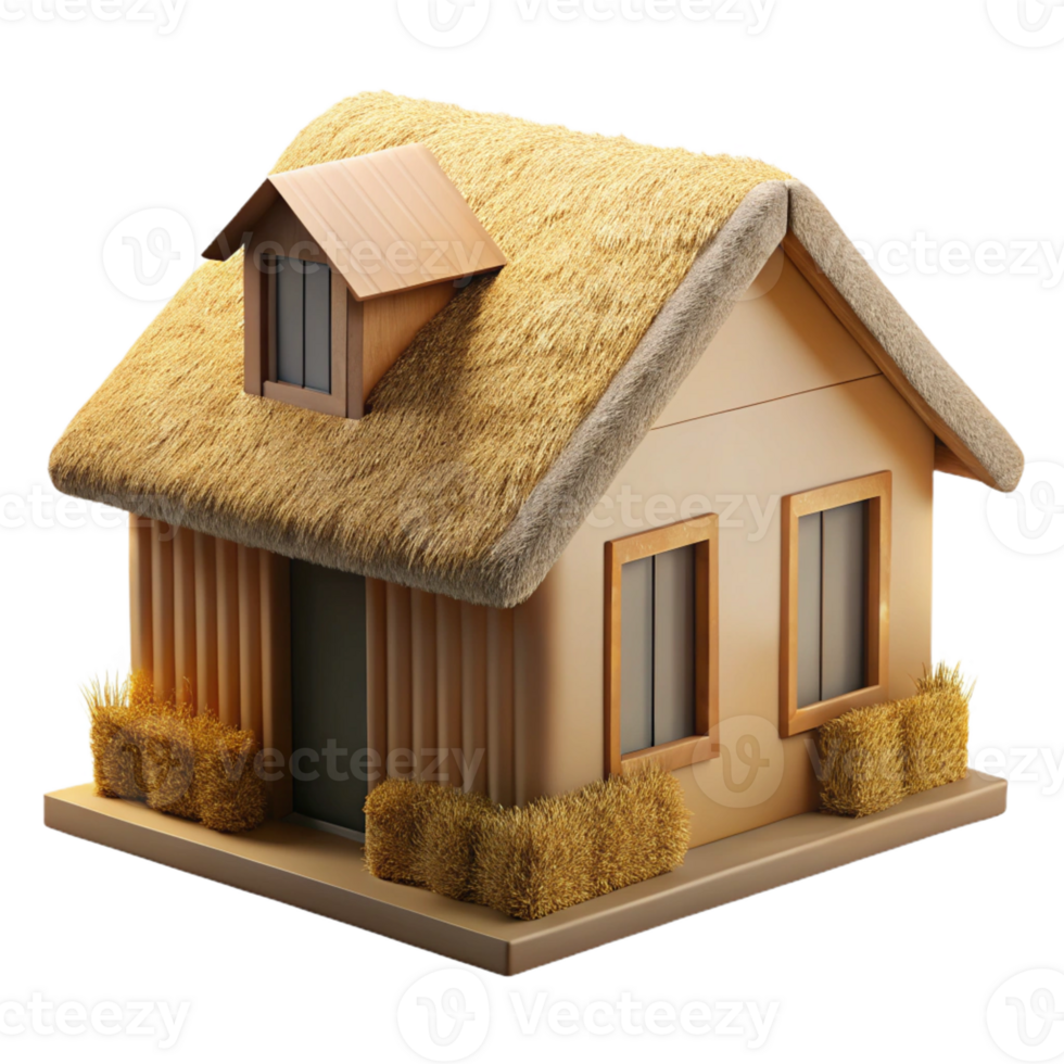 magnificent artistic Straw bale house, sustainable construction, natural insulation, rustic aesthetic, architectural photography, 4K png