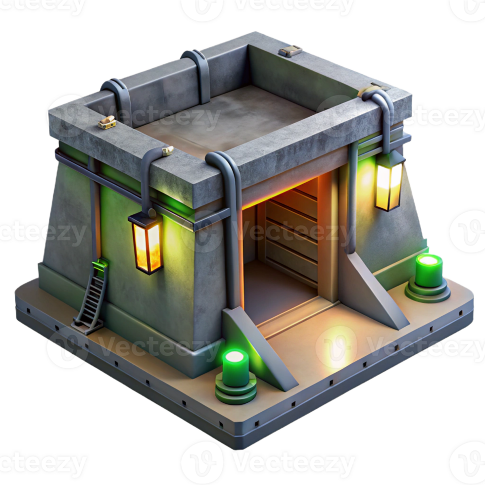 dramatic classic Underground bunker, concrete walls, flickering fluorescent lights, claustrophobic and tense style genuine png