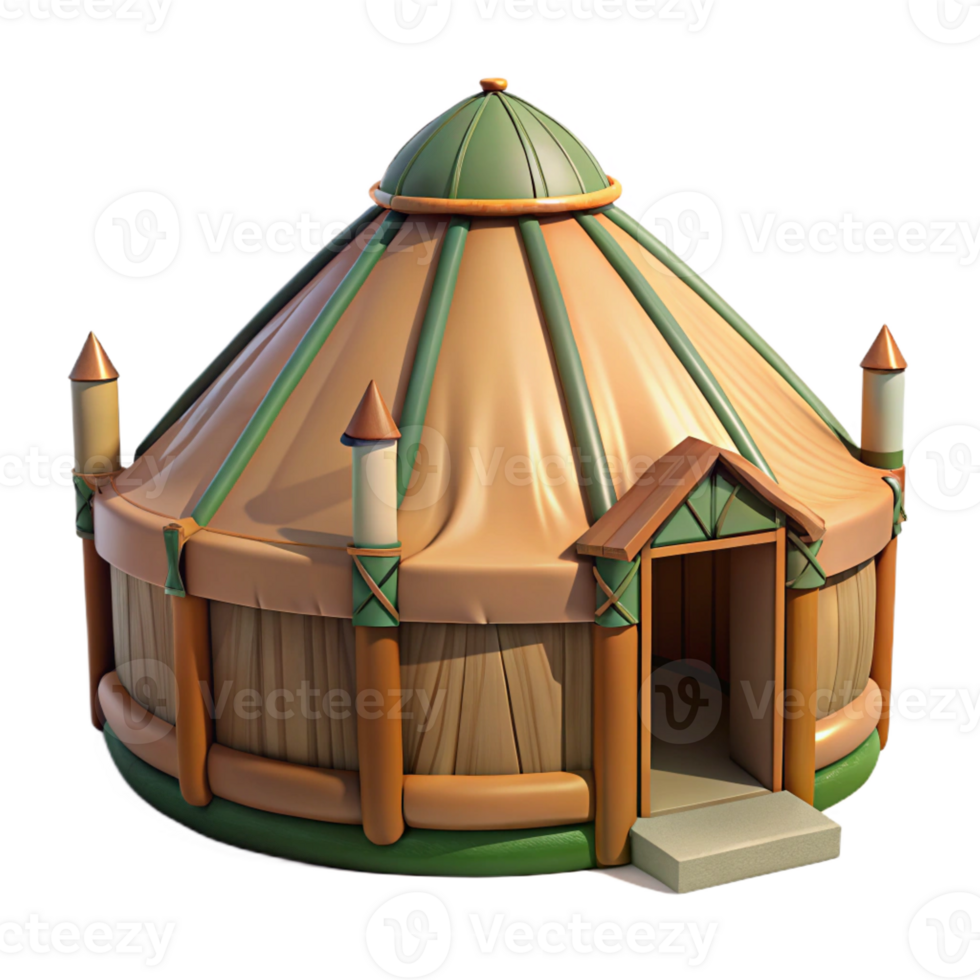 impressive classic Yurt, nomadic dwelling, portable structure, traditional design, natural materials, digital illustration, original png