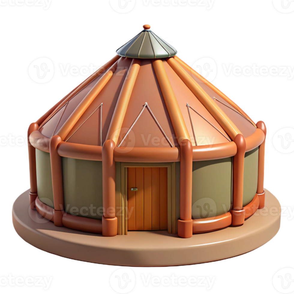 beautiful minimalist Yurt, nomadic dwelling, portable structure, traditional design, natural materials, digital illustration, high resolution png