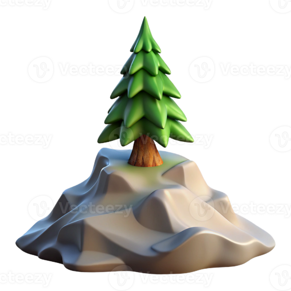 vibrant traditional A lone pine tree on a windswept mountain peak, dramatic lighting, cinematic style professional png