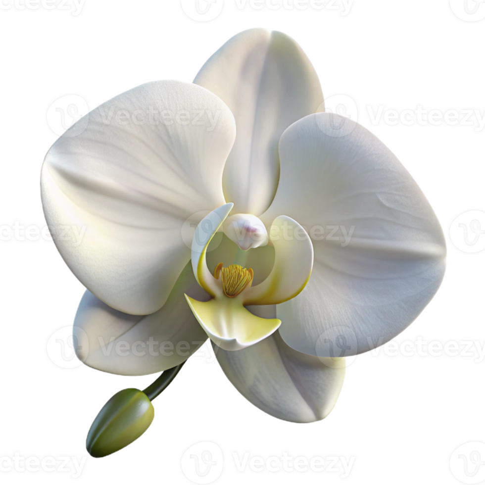 serene modern A single, perfect white orchid, delicate and elegant, soft lighting, photorealistic style professional png