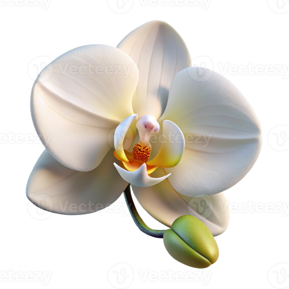 vibrant contemporary A single, perfect white orchid, delicate and elegant, soft lighting, photorealistic style high resolution png