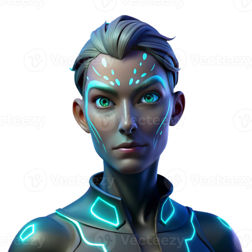 vibrant vintage Portrait of a person with glowing, bioluminescent tattoos, illuminating their face, lit by no external light source, in a dark fantasy style genuine png