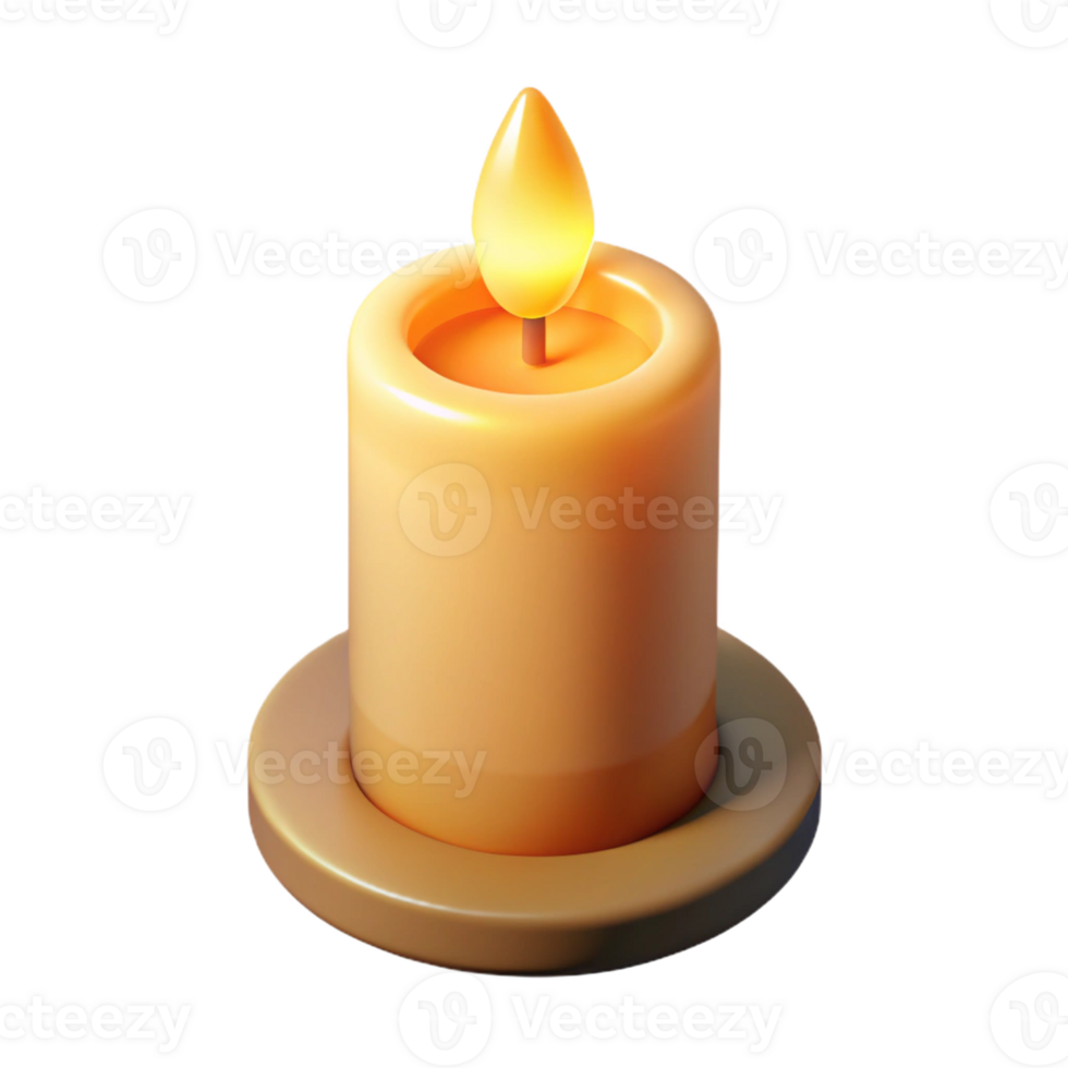 vibrant abstract A single, burning candle, its flame flickering gently, casting a warm glow. Minimalist light study high quality png