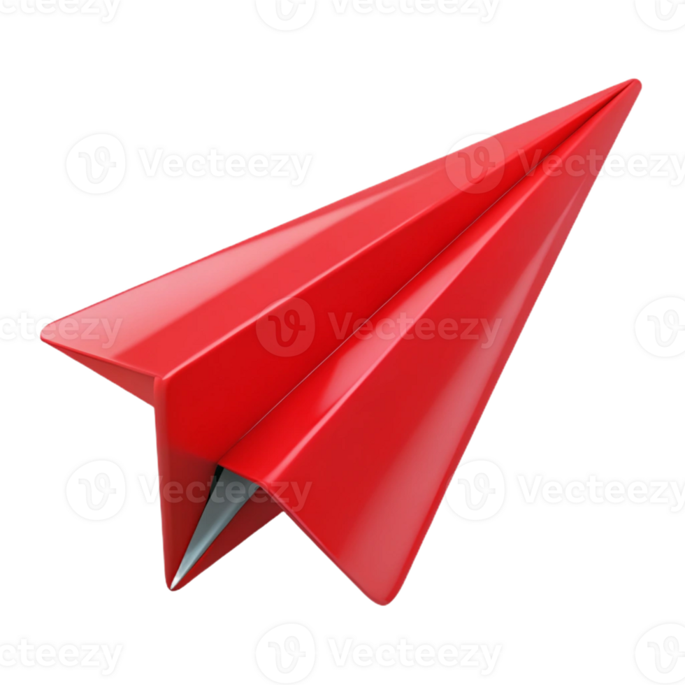 dramatic abstract A single, red paper airplane mid-flight, captured with motion blur, against a stark white backdrop. Minimalist concept high quality png