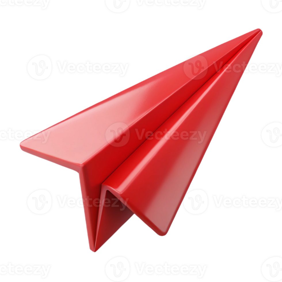 beautiful classic A single, red paper airplane mid-flight, captured with motion blur, against a stark white backdrop. Minimalist concept professional png