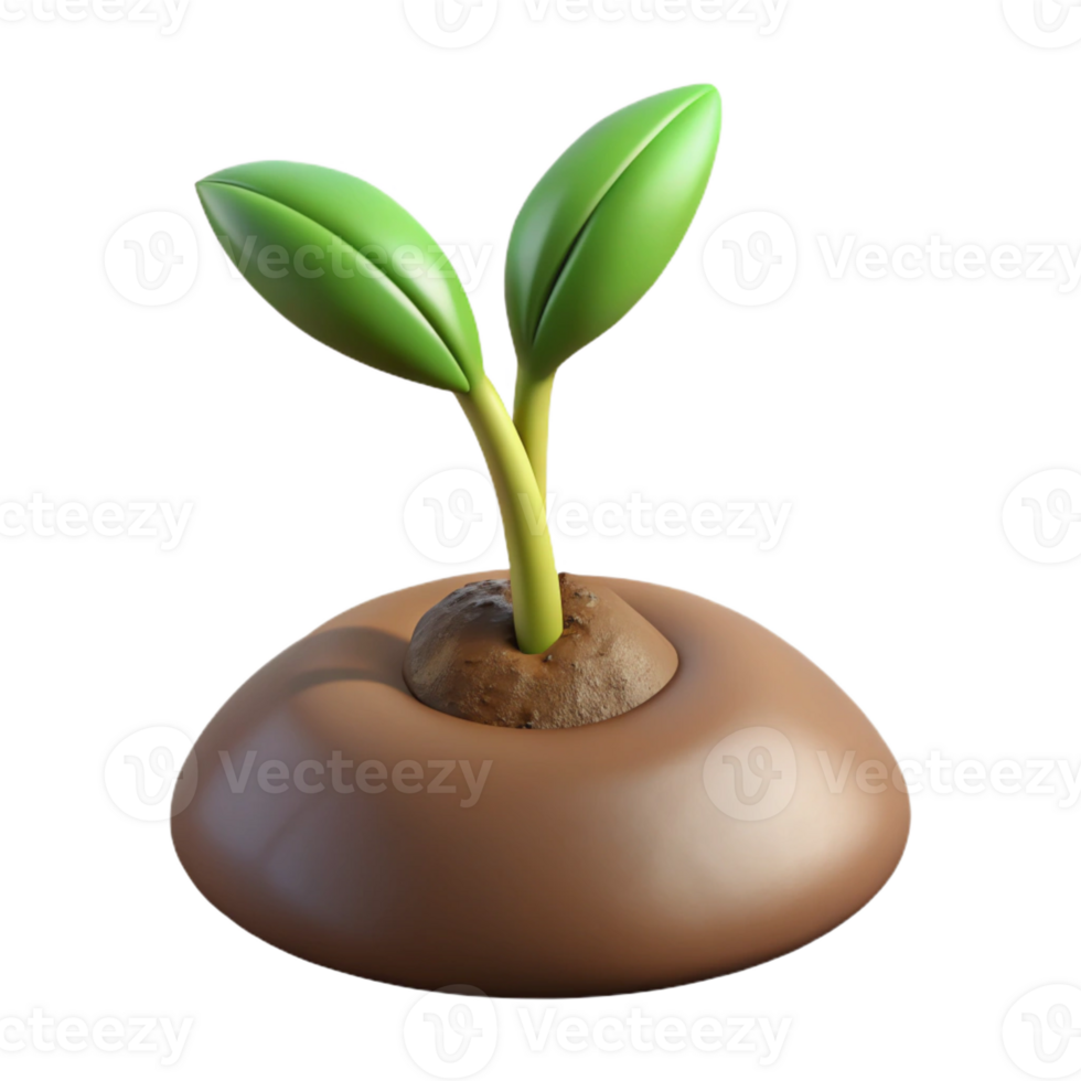 dramatic rustic A sprouting seedling pushing through the soil, close-up, time-lapse style, earthy tones premium png