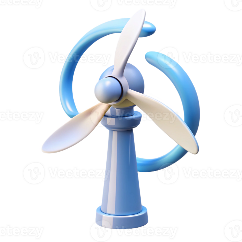 magnificent modern A wind turbine generating electricity, visualized by swirling lines of energy emanating from its blades, in a sustainable technology visualization style authentic png