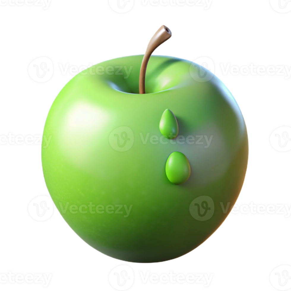impressive abstract A single, ripe, green apple with a single water droplet clinging to its skin, under soft, natural lighting. Minimalist still life authentic png