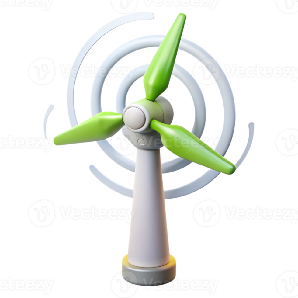 impressive abstract A wind turbine generating electricity, visualized by swirling lines of energy emanating from its blades, in a sustainable technology visualization style high resolution png