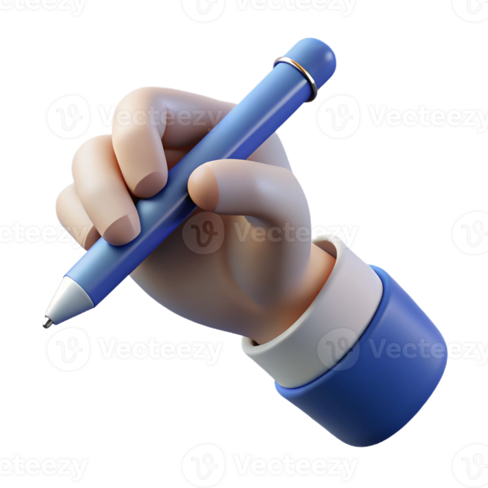 elegant modern A human hand holding a pen, poised to write, soft diffused light, minimalist writer's theme professional png