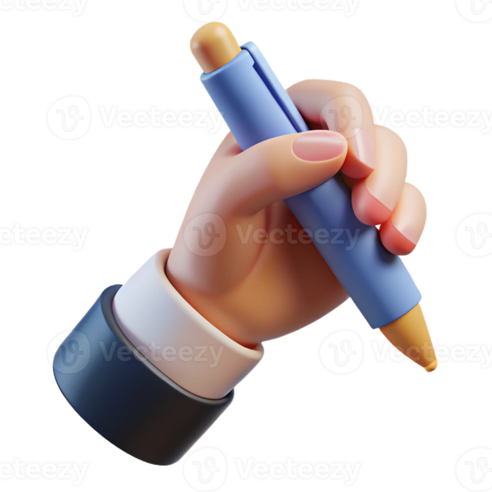 serene contemporary A human hand holding a pen, poised to write, soft diffused light, minimalist writer's theme 4K png