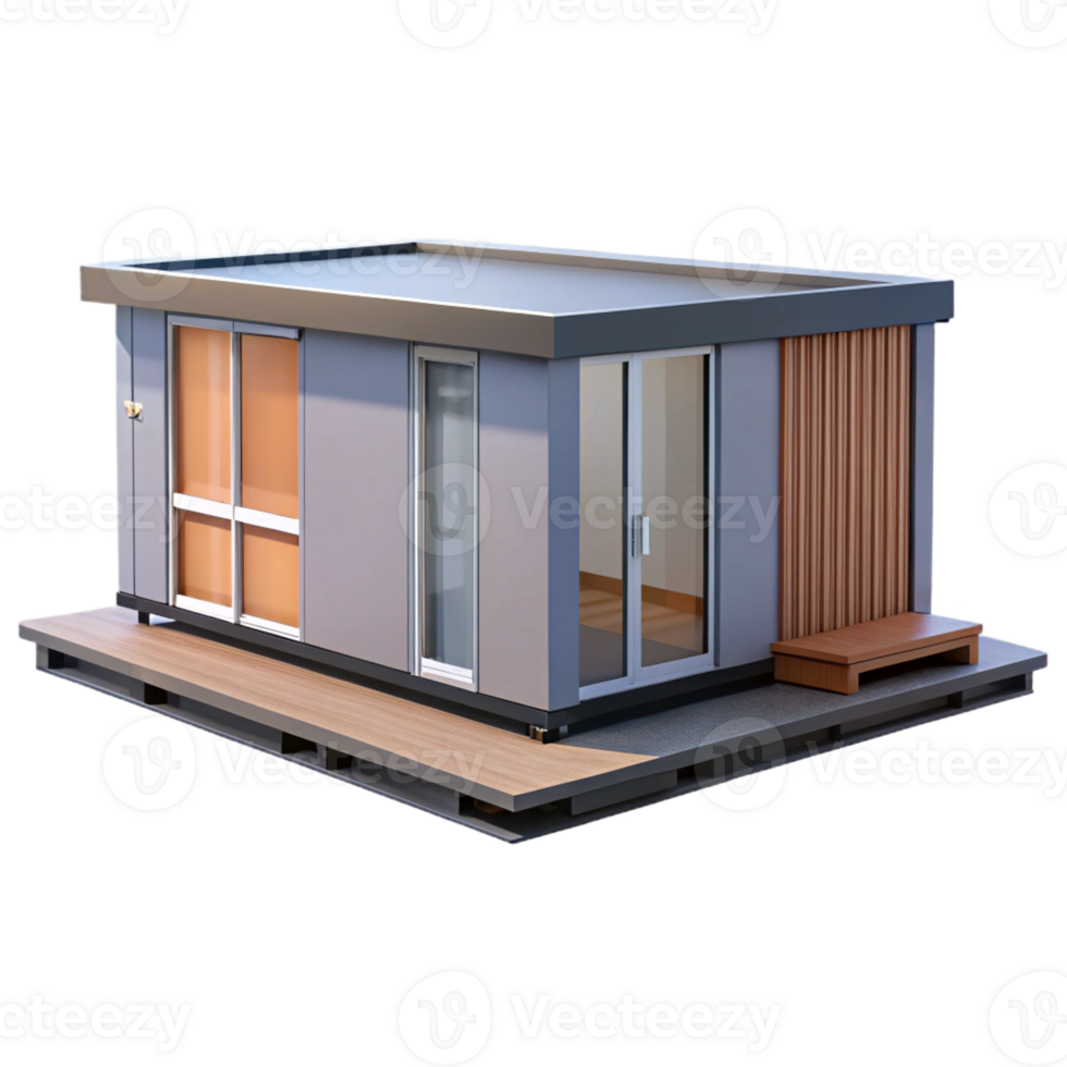 impressive contemporary Prefabricated modular housing, sleek minimalist design, customizable units, urban setting, 3D render 4K png