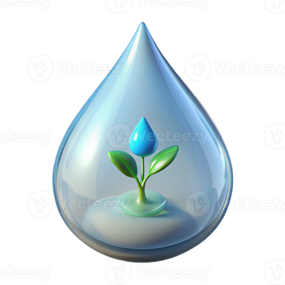 stunning vintage A crystal clear drop of water magnifying a tiny wildflower. Macro photography, scientific style exclusive png