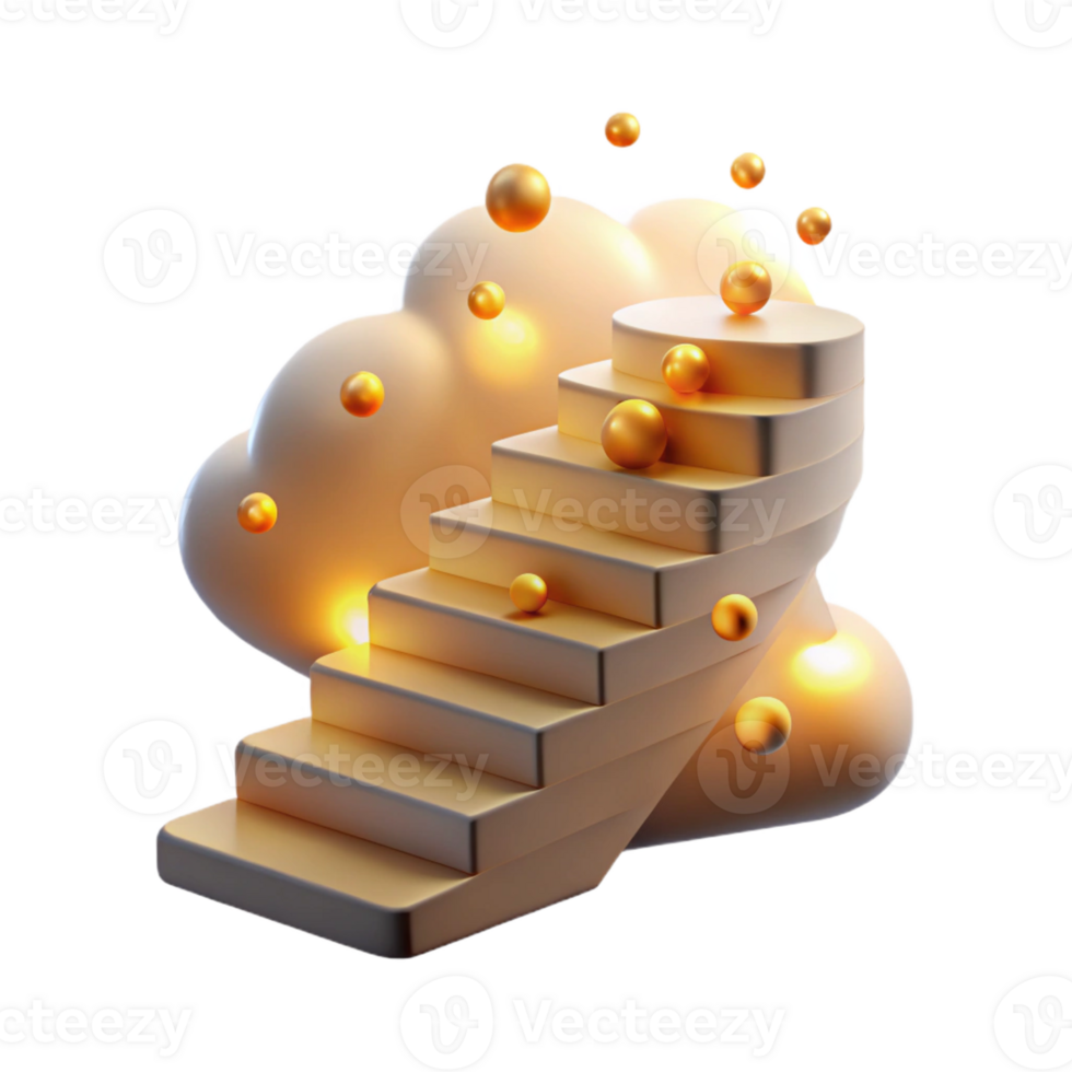 serene minimalist A staircase spiraling upwards into a cloud of fireflies, each firefly representing a lost thought, lit by the warm glow of embers, Impressionist style original png