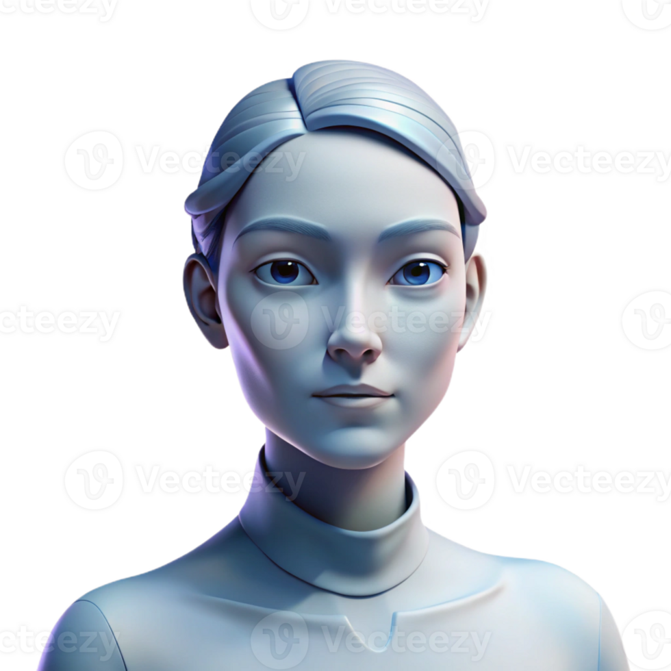magnificent minimalist A portrait of a woman with a blank expression, her skin pale and translucent, illuminated by a cold, clinical light. Surreal and unsettling style high quality png