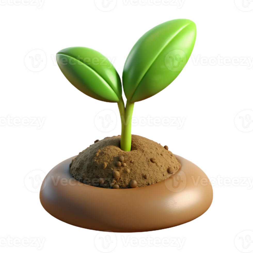 dramatic modern A sprouting seedling pushing through the soil, close-up, time-lapse style, earthy tones high resolution png