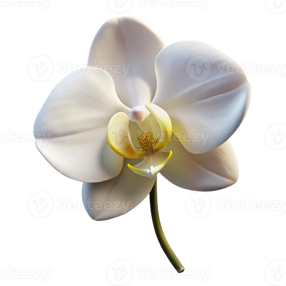 wonderful traditional A single, perfect white orchid, soft diffused lighting, elegant and refined style professional png