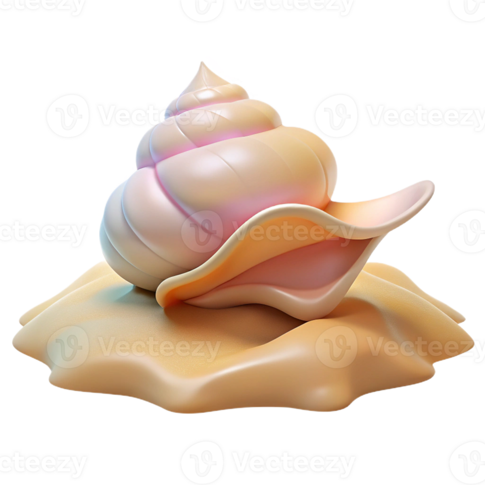 dramatic classic A seashell resting on the beach, soft pastel colors, realistic rendering premium png