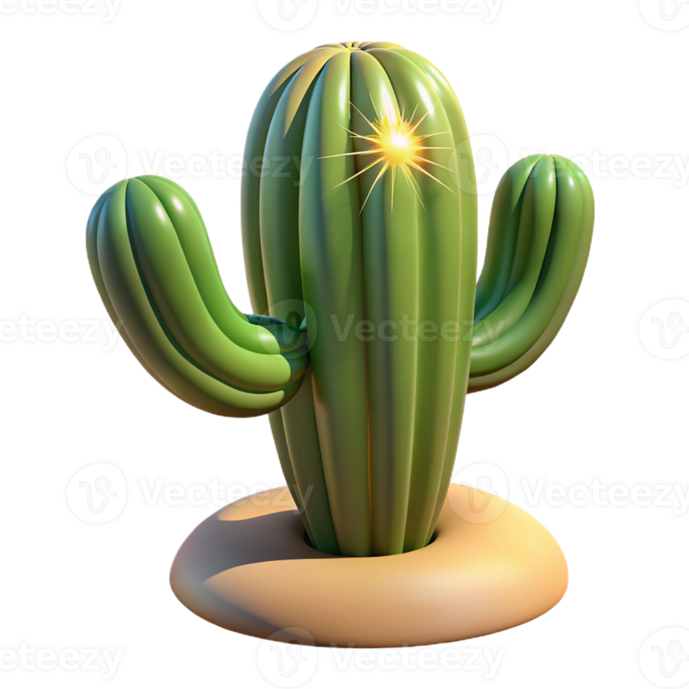 wonderful creative A cactus in the desert, harsh sunlight, realistic rendering authentic png