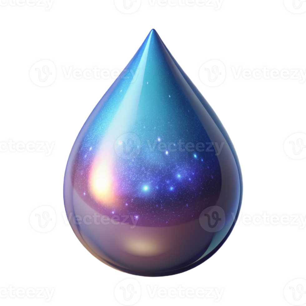 beautiful artistic A single, perfect teardrop of cosmic energy, refracting the light of distant galaxies. Abstract, minimalist style professional png