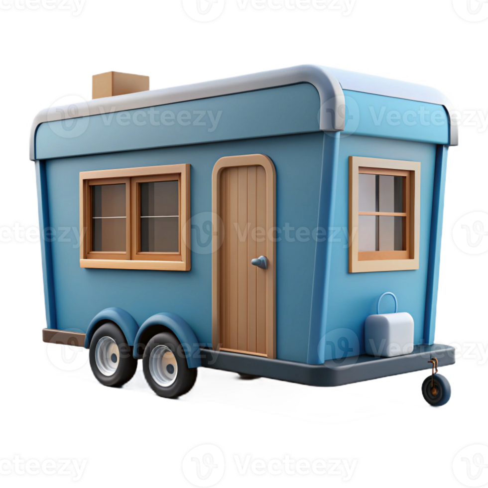 serene artistic Tiny house on wheels, compact and efficient design, minimalist and nomadic style high resolution png