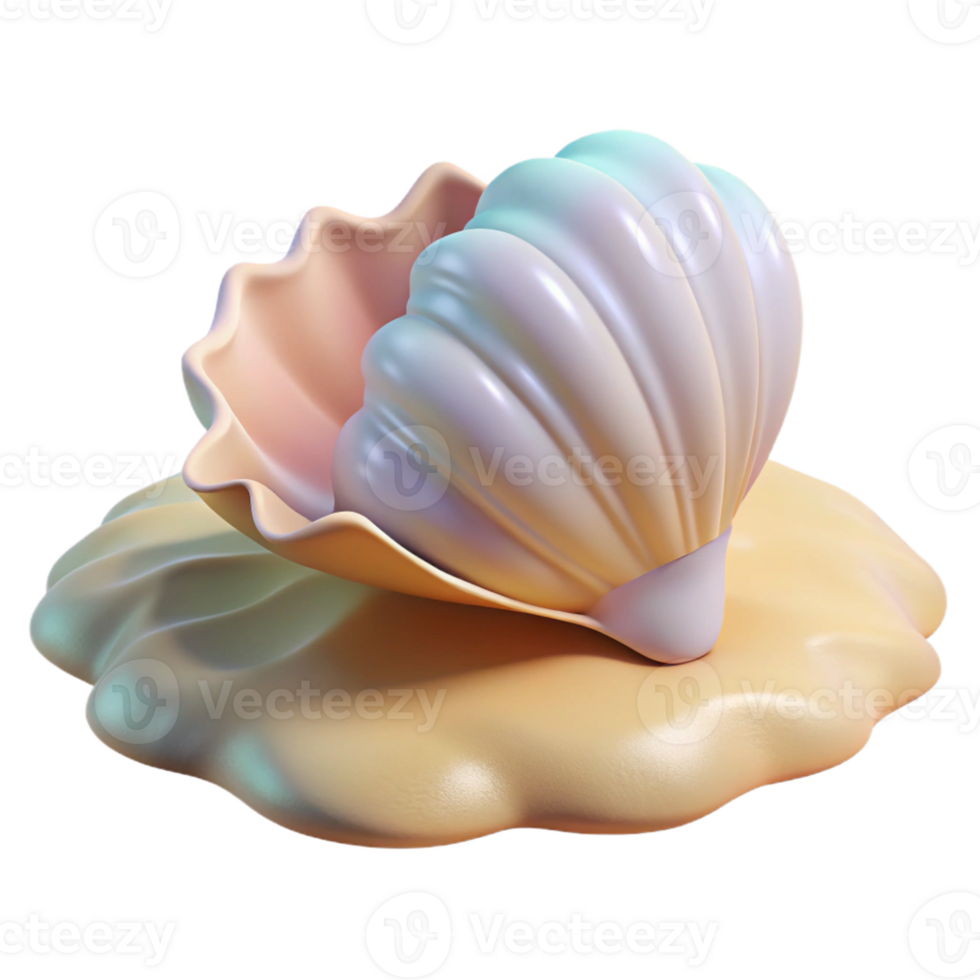 dramatic minimalist A seashell resting on the beach, soft pastel colors, realistic rendering high quality png