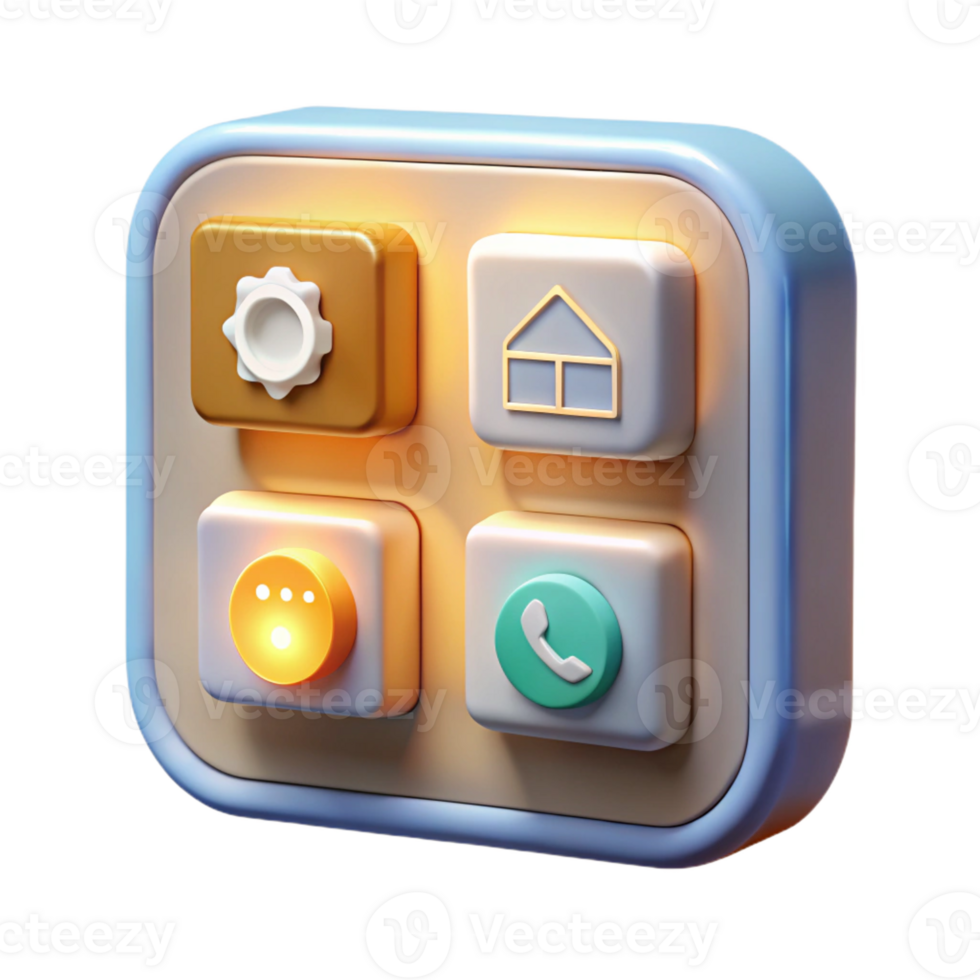 dramatic vintage A smart home control panel displaying various icons and data, illuminated by a soft, warm backlight, in a user interface design style premium png
