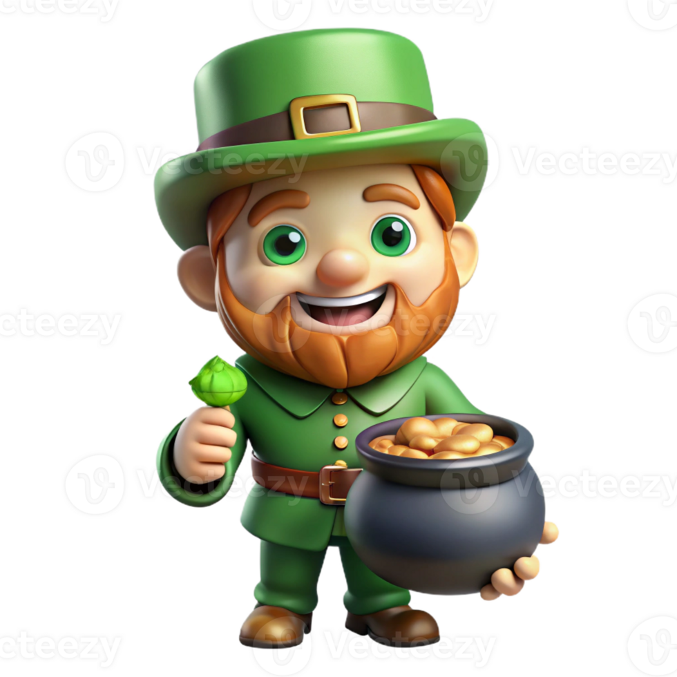 stunning vintage A mischievous leprechaun with a pot of gold, mischievous grin, Irish folklore-inspired cartoon style authentic png