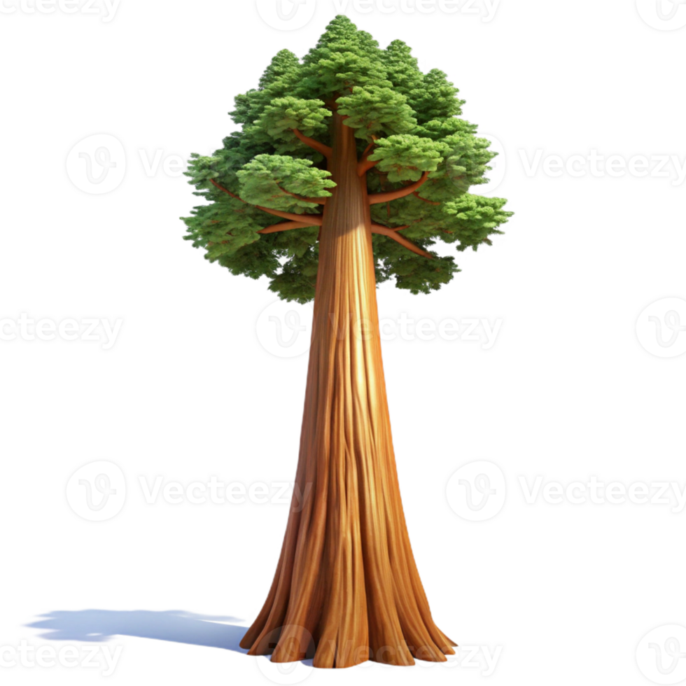 beautiful contemporary A giant sequoia tree, towering, ancient, majestic, realistic rendering premium png