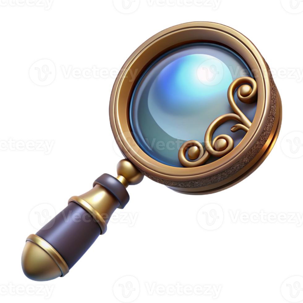 extraordinary artistic A steampunk monocle with a magnifying glass and intricate filigree design, reflecting a bright light, in a product photography style genuine png