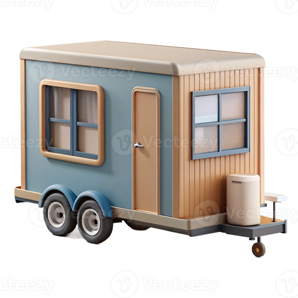 stunning vintage Tiny house on wheels, compact and efficient design, minimalist and nomadic style detailed png