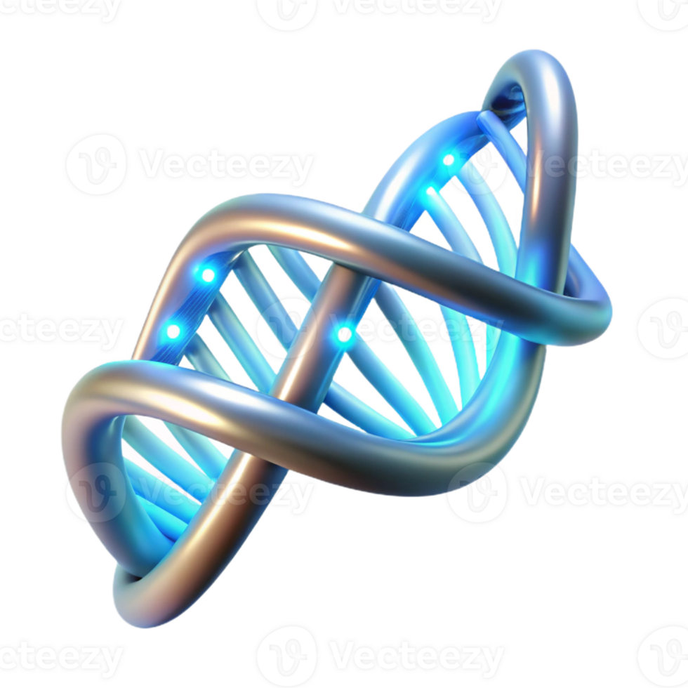impressive abstract A DNA double helix composed of glowing fiber optic cables, illuminated by a soft, bioluminescent light, rendered in a scientific, realistic style high quality png