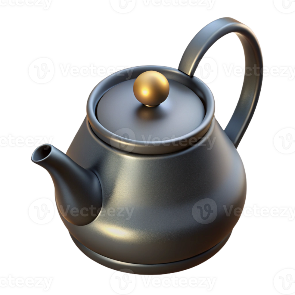 magnificent artistic A single, matte black ceramic teapot with a slender, curved spout, lit by a single, soft spotlight from above genuine png