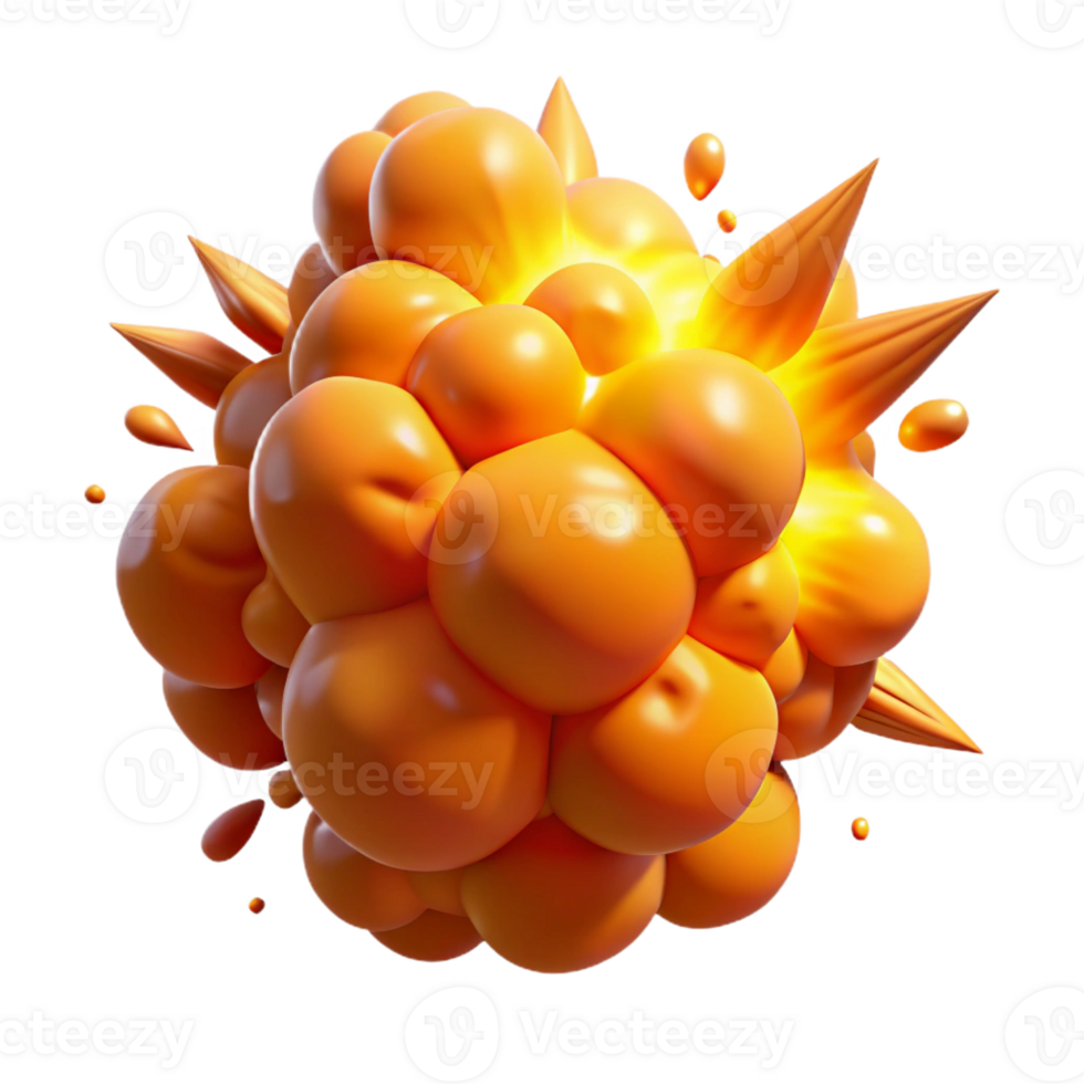 magnificent abstract A powerful explosion rocks a battlefield, sending debris flying in all directions. Intense orange and yellow hues, action movie style high quality png