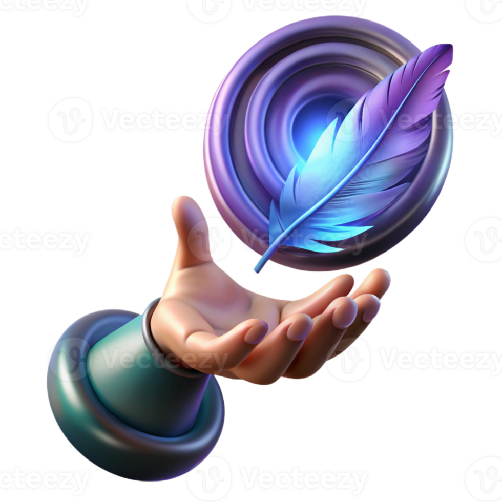 stunning modern A giant hand reaching out of a swirling vortex of paint, grasping at a single, glowing feather, lit by a dramatic spotlight, Dark Fantasy style authentic png