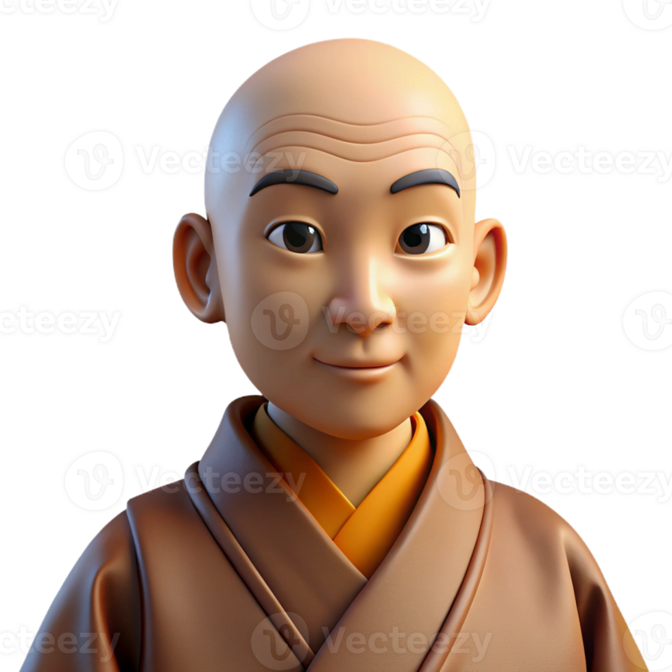 vibrant abstract Portrait of a serene monk in flowing robes, lit by the soft light of a temple, in a traditional Asian art style authentic png