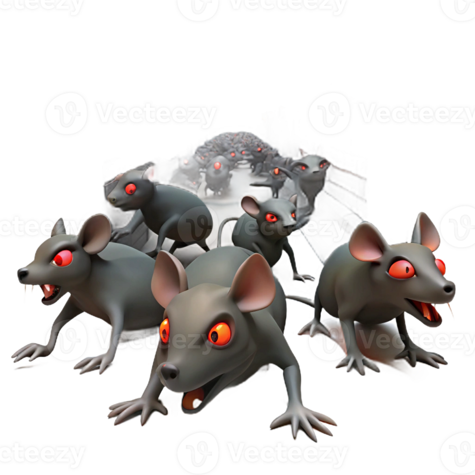 wonderful abstract A swarm of rats with glowing red eyes scurrying through a dark alleyway. Grimy, urban lighting. Vermin horror, body horror style high quality png
