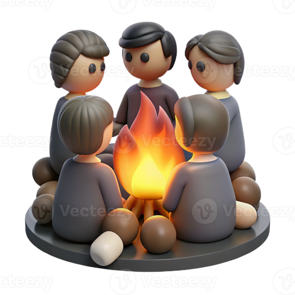 stunning artistic A group of people huddled around a fire in a dark alley, their faces illuminated by the flickering flames. Gritty and realistic style exclusive png