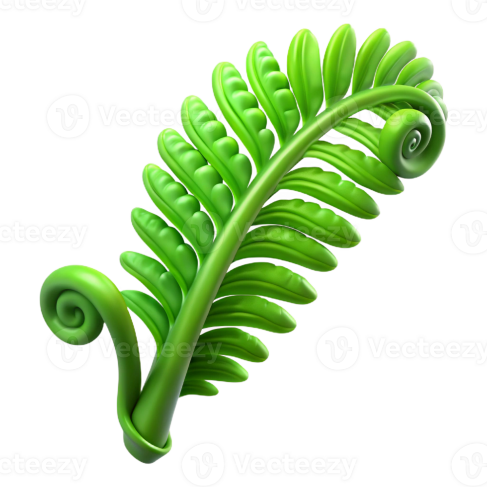 vibrant artistic A lush, green fern unfurling in a beam of dappled sunlight, macro photography, soft focus genuine png