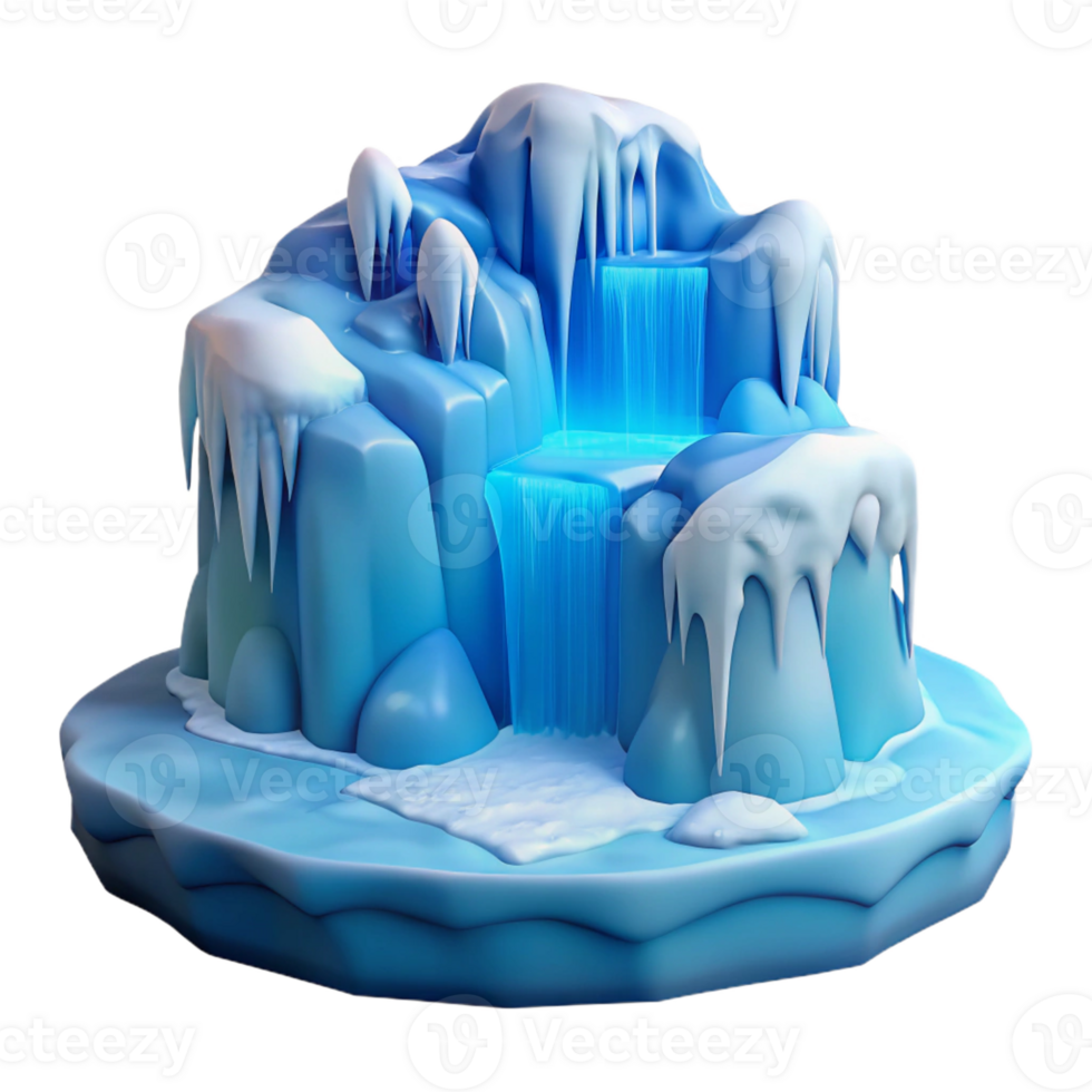 elegant artistic A frozen waterfall in winter, icy blue and white tones, serene and peaceful style genuine png