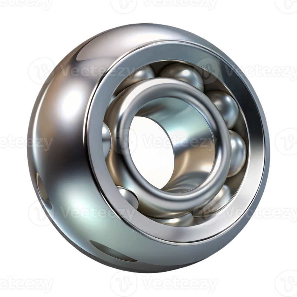 impressive classic A single, steel ball bearing reflecting a distorted image of its surroundings, under bright studio lighting. Minimalist abstract 4K png