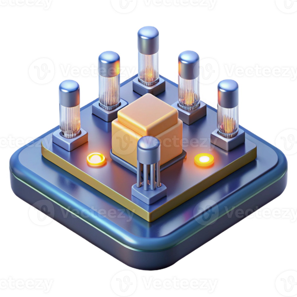 beautiful vintage A microscopic view of transistors on a circuit board, illuminated by a scanning electron microscope, in a scientific photography style detailed png