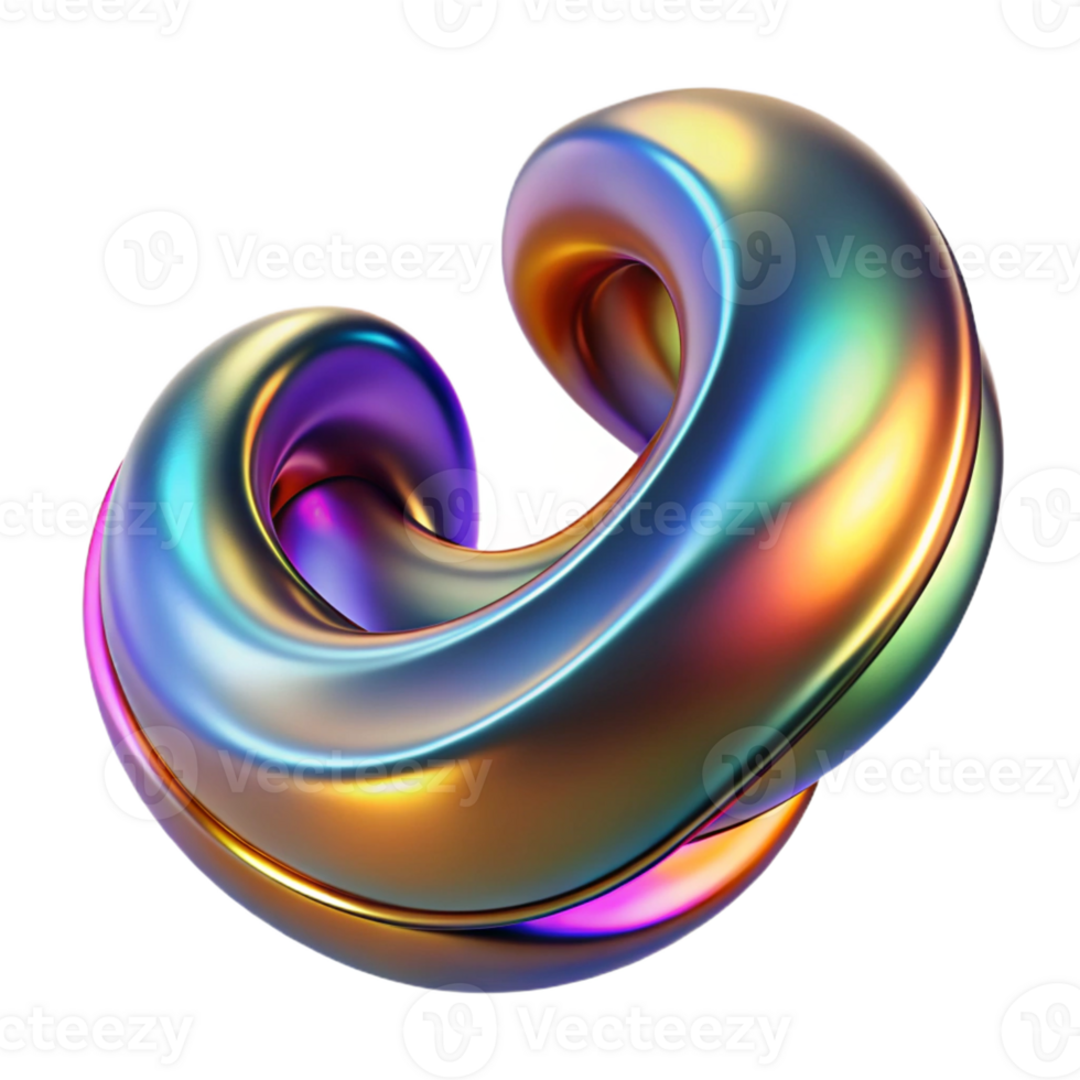 beautiful contemporary Fluid, metallic forms morphing and merging, illuminated by a vibrant, rainbow gradient, with a smooth, liquid metal texture high quality png