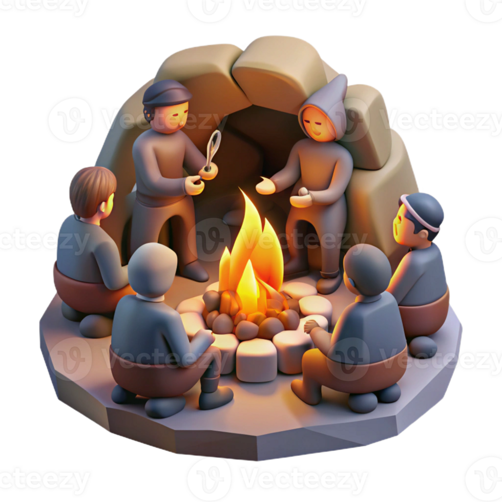 beautiful contemporary A group of rebels huddled around a flickering fire in a subterranean bunker, gritty and realistic, warm firelight premium png