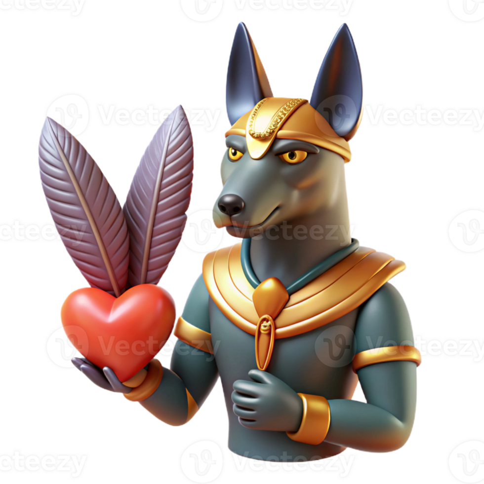 extraordinary artistic A wise Egyptian Anubis weighing a heart against a feather, bathed in the golden light of the afterlife. Hieroglyphic style exclusive png
