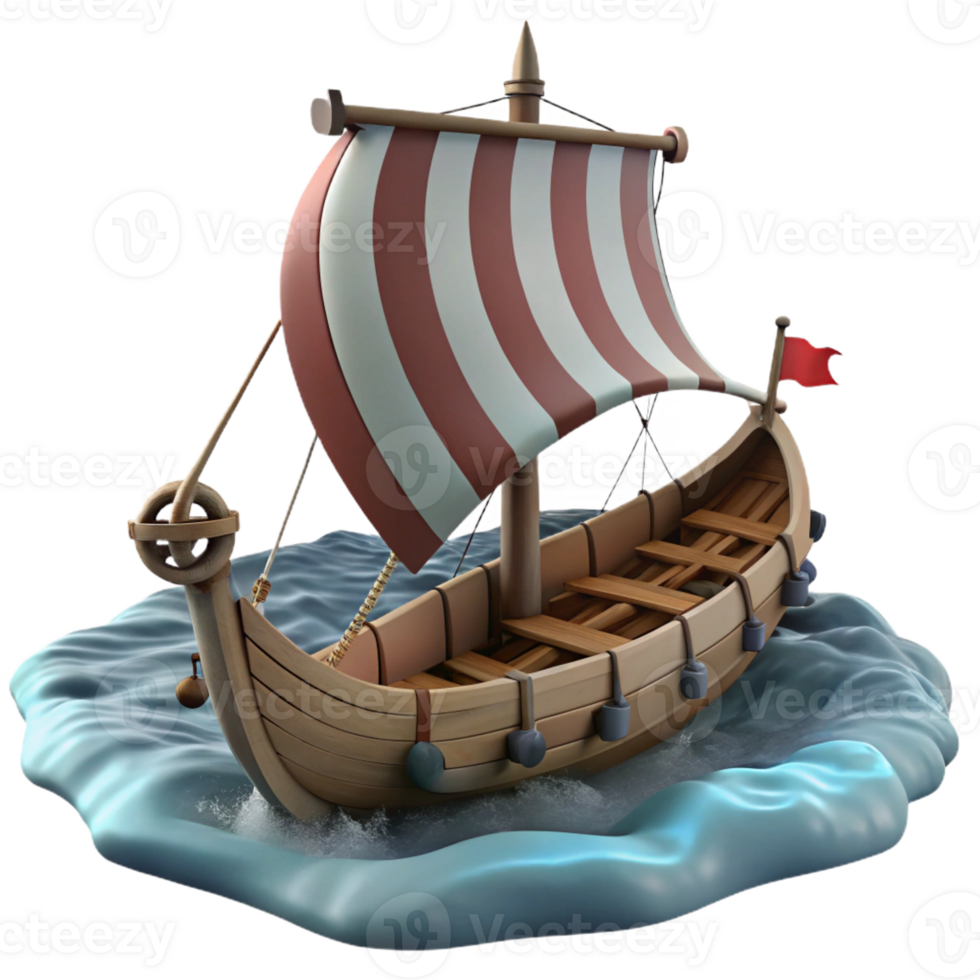 vibrant rustic A medieval longship sailing on a rough sea, under a dark, stormy sky, in a dramatic, Nordic saga style 4K png