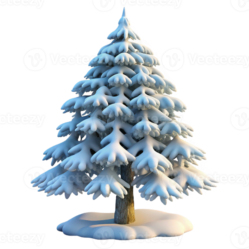 magnificent vintage A snow-covered pine tree, its branches laden with snow, under a twilight sky. Peaceful, winter landscape style professional png