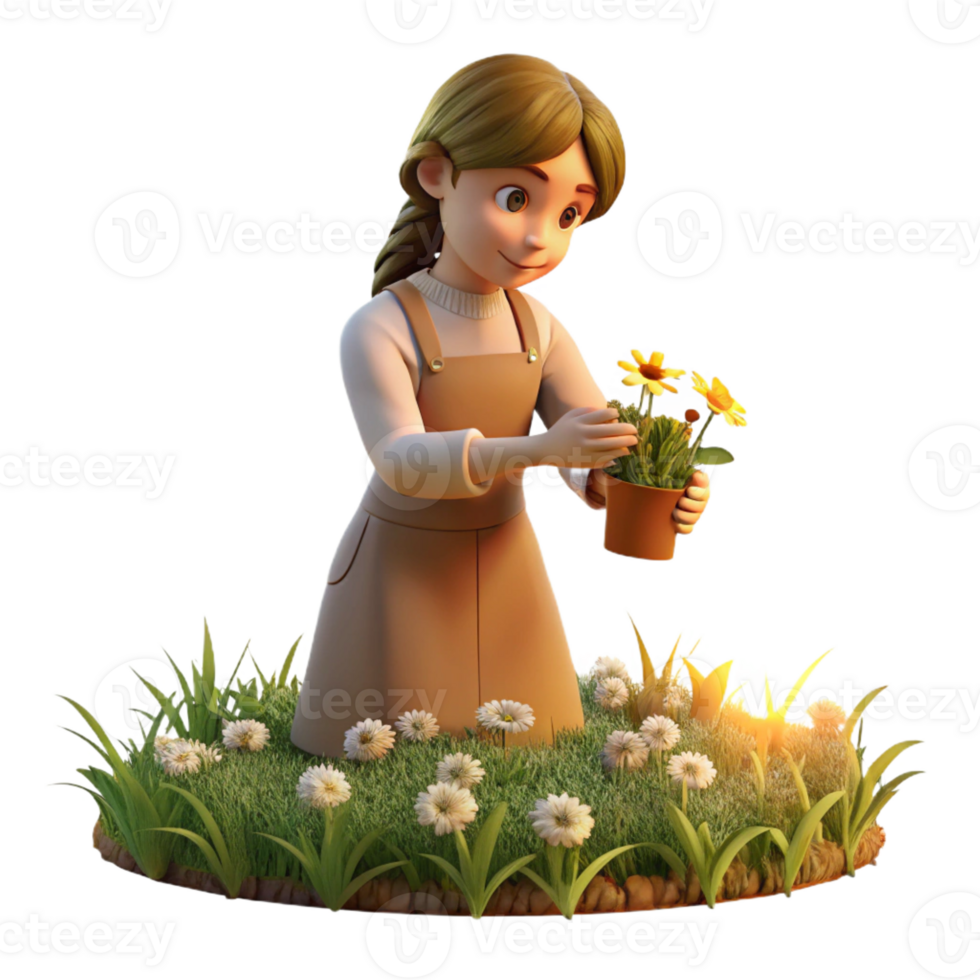 vibrant modern A young peasant girl collecting wildflowers in a meadow, bathed in the warm glow of a setting sun, in an impressionistic style detailed png